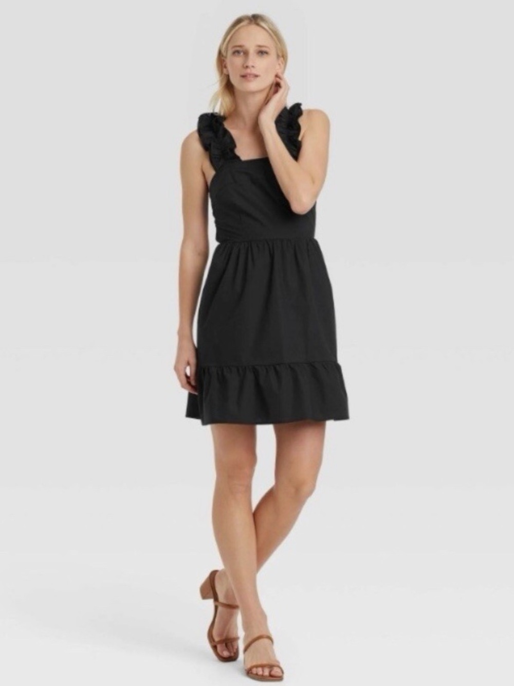 Who What Wear Ruffle Bow Tie Open Back Dress